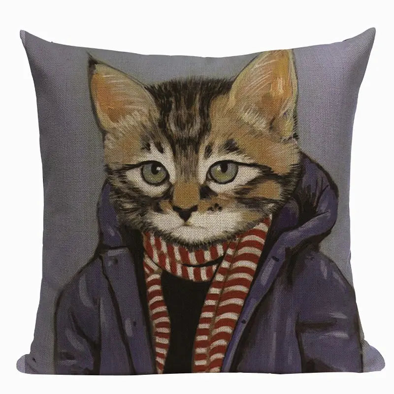 Axyaa Meow Star Cat Cushion Cover 45x45cm - Cute Cartoon Animal Design