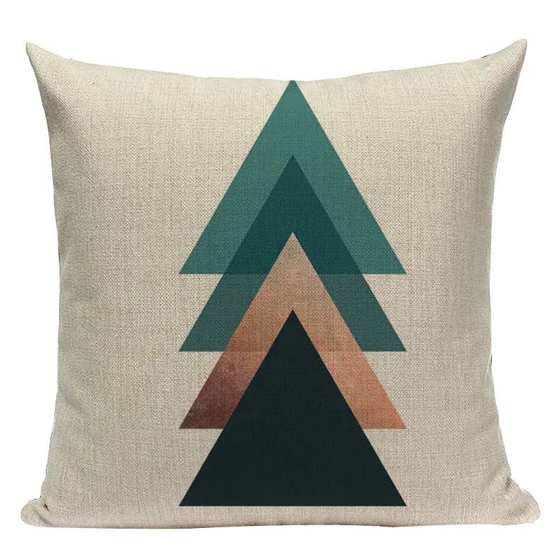 Axyaa Farmhouse Geometric Cushion Covers in Green and White