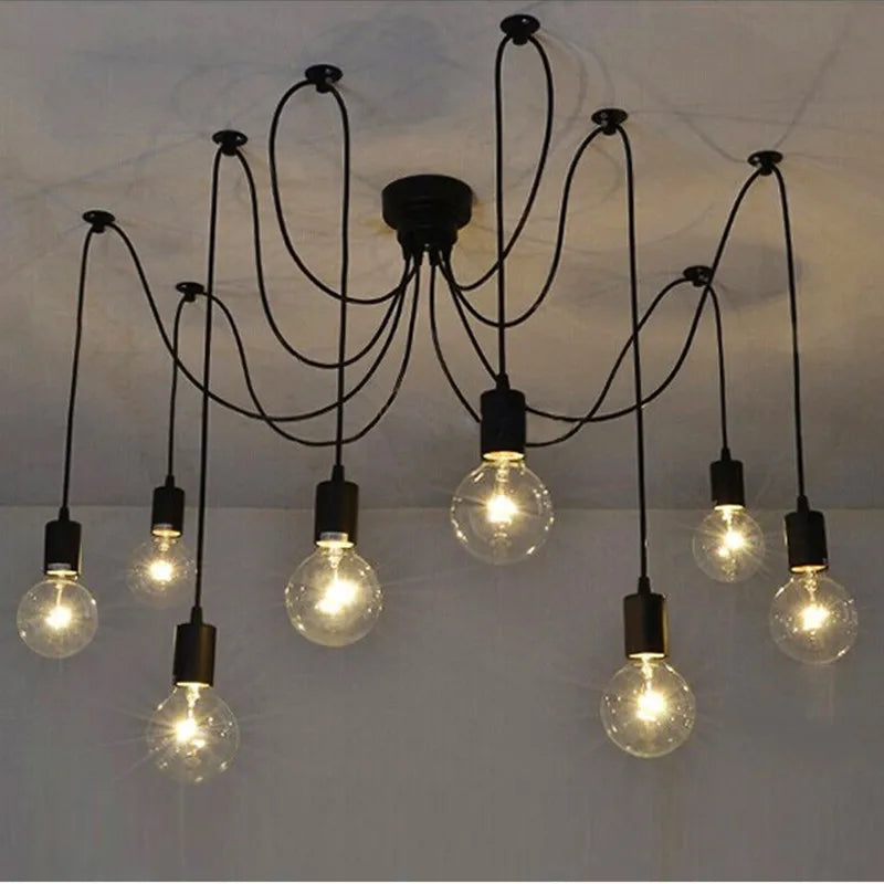 Axyaa Nordic Spider Black Pendant Light Chandelier Industrial Ceiling Fixture