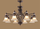 Axyaa Rustic Glass Shade Chandelier - Vintage Metal Hanging Lamp for Living Room