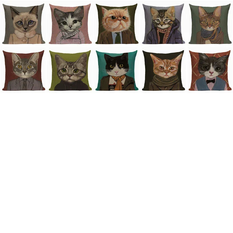 Axyaa Meow Star Cat Cushion Cover 45x45cm - Cute Cartoon Animal Design