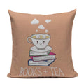 Axyaa Custom Linen Pillowcase for Home Sofa Decor - Cat Happy Reading Book Cover