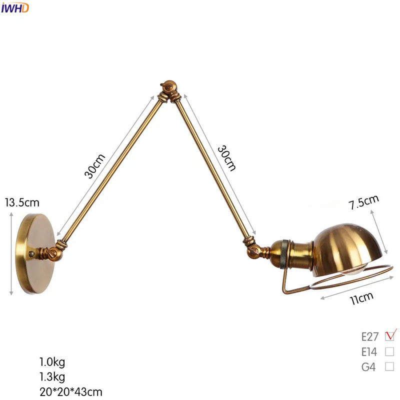 Axyaa White Swing Arm Wall Sconce - Adjustable Bedroom Stair Bathroom Lighting