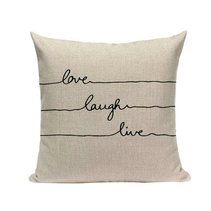 Axyaa Spring Letter Pillow Cover - Black & White Decorative Cushion