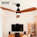 Axya 52 Inch Wooden Ceiling Fan Remote Control 3 Wooden Blades for Home Bedroom Living Room