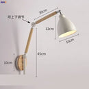 Axyaa Modern Nordic Wooden LED Swing Arm Wall Lamp Fixtures for Living Room & Bathroom