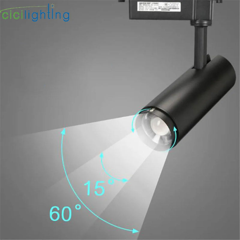 Axyaa Black Industrial Track Light with Adjustable Focus and COB Technology