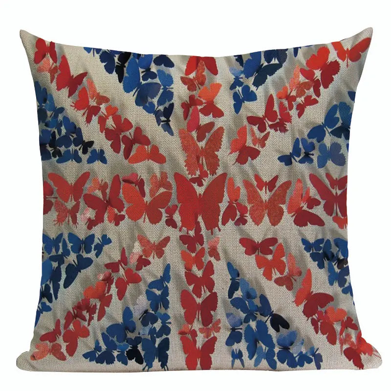 Axyaa Union Jack American Flag Throw Pillow Cases, 45x45cm, Top King Size Bed Print