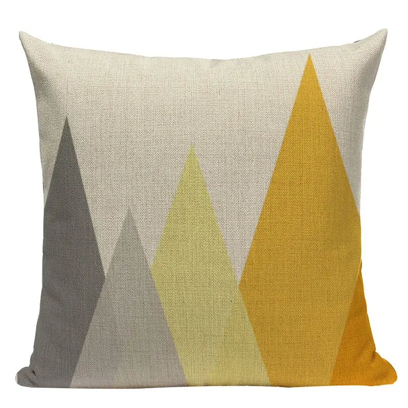 Nordic Geometric Deer Cushion Cover - Axyaa Yellow Heart Throw Pillow Case