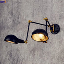 Axyaa Vintage Industrial Swing Arm Wall Light with 2 Heads in Antique Retro Style