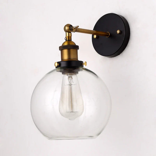 Axyaa Vintage Industrial Edison Copper Wall Lamp, Clear Glass Lampshade, 110V 220V Bedroom Lighting