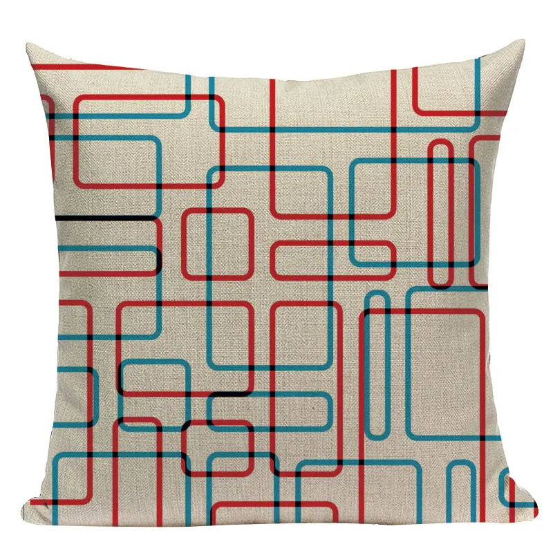 Axyaa Geometric Linen Cushion Cover Multicolour Decorative Pillow for Home Sofa