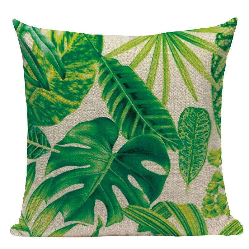 Axyaa Tropical Leaves Pillowcases - Rainforest Style Plant Cushion Covers