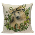 Axyaa Velvet Deer Floral Stripes Pillow Cover for Sofa Beds and Car