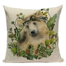 Axyaa Velvet Deer Floral Stripes Pillow Cover for Sofa Beds and Car