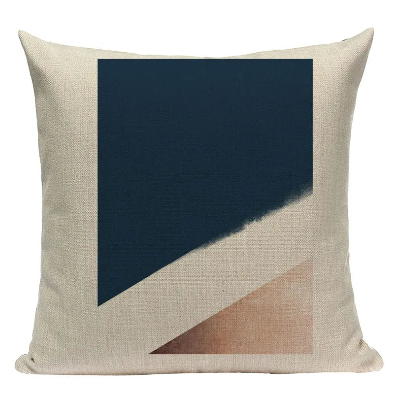 Axyaa Striped Geometric Cushion Cover 45x45cm in Black, Blue