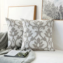 Axyaa Grey Geometric Embroidered Cotton Canvas Pillow Cover 45x45cm