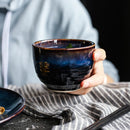 Axya European Blue Ceramic Dinner Set - 5pcs Plate, Bowl, Cup, Dish for 1 Person