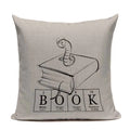 Axyaa Custom Linen Pillowcase for Home Sofa Decor - Cat Happy Reading Book Cover