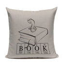 Axyaa Custom Linen Pillowcase for Home Sofa Decor - Cat Happy Reading Book Cover