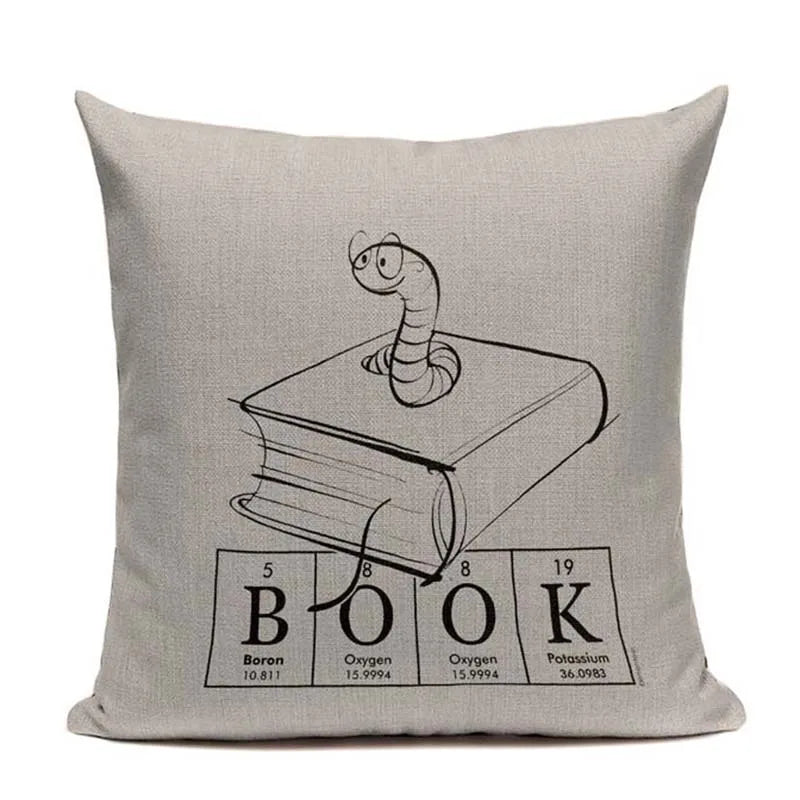 Axyaa Custom Linen Pillowcase for Home Sofa Decor - Cat Happy Reading Book Cover