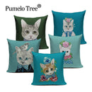 Colorful Cat Fashion Show Cushion Cover - Axyaa Home Decor