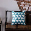 Axyaa Blue Geometric Embroidered Cotton Cushion Cover - 45x45cm
