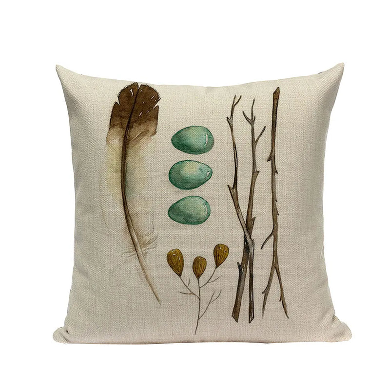 Axyaa Cotton Linen Feather Cushion Cover for Home Decor