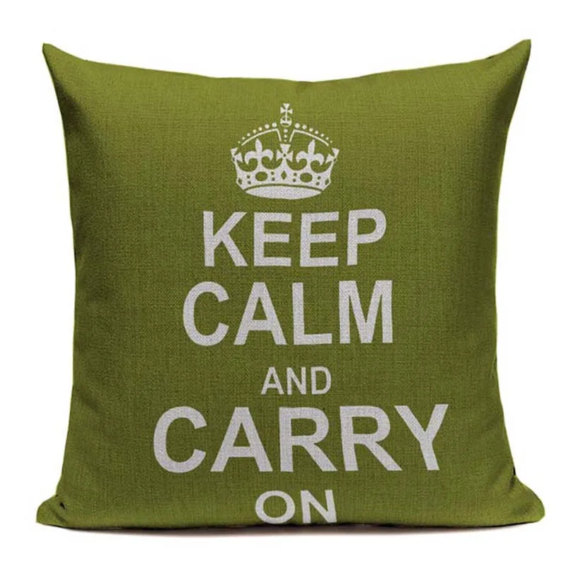Axyaa Crown Design Cotton Linen Blended Cushion Cover - King Queen Letter Pillowcase