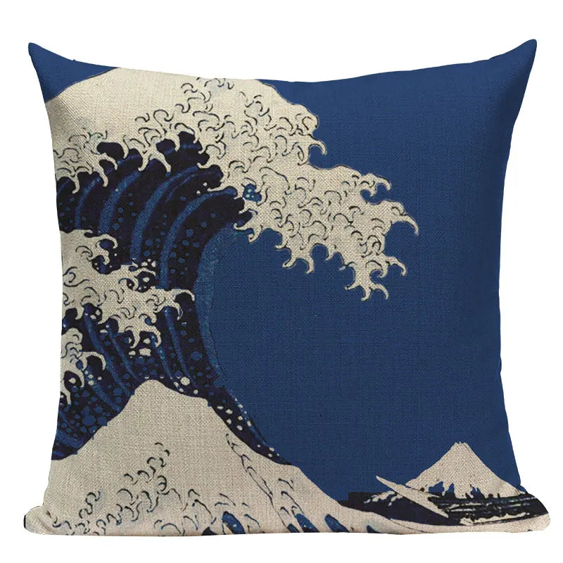 Axyaa Ukiyo Style Fuji Mountain Throw Pillow Cover
