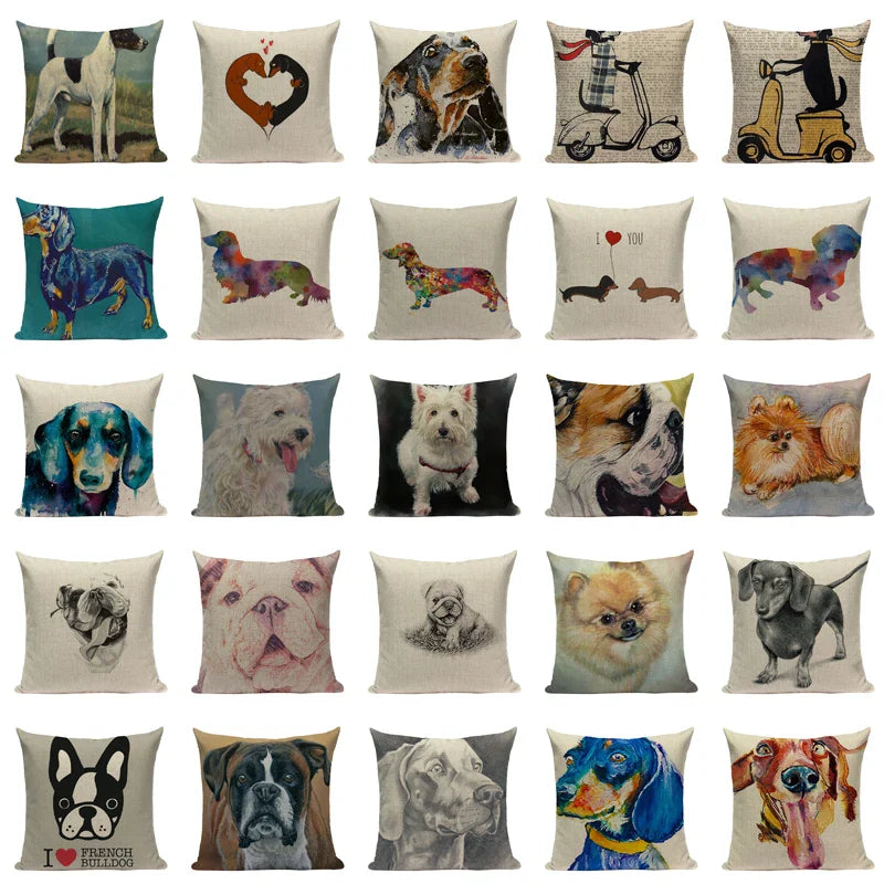 Axyaa Cute Dog Pillow Cases Cartoon Animal Decorative Pillows for Couch