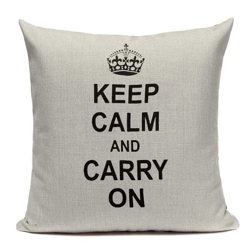 Axyaa Crown Design Cotton Linen Blended Cushion Cover - King Queen Letter Pillowcase