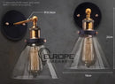 Industrial Retro Wall Sconce by Axyaa with Glass Lampshade, Vintage Loft Fixtures