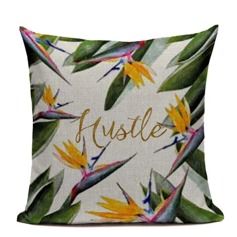 Axyaa Tropic Tree Green Cushion Cover - Summer Style Decorative Pillow for Sofa