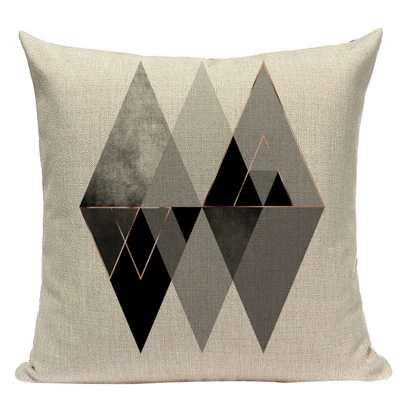 Axyaa Striped Geometric Cushion Cover 45x45cm in Black, Blue
