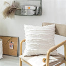 Axyaa Floral Tassel Cushion Cover in Yellow Ivory Grey Cotton, 45x45cm