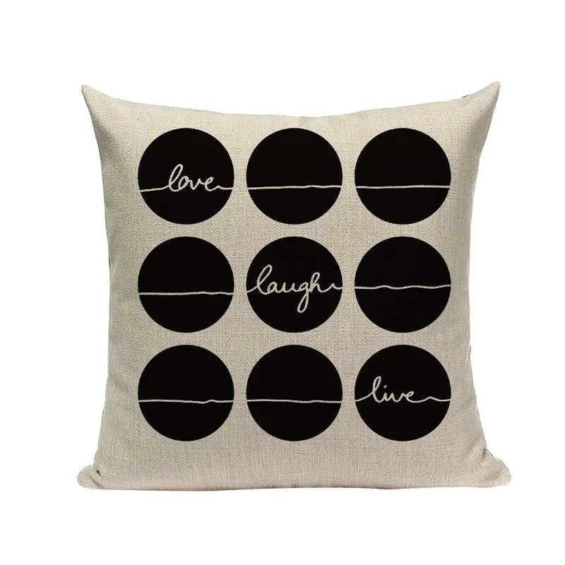 Axyaa Spring Letter Pillow Cover - Black & White Decorative Cushion