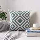 Embroidered Geometric Cushion Cover Grey Black Blue Axyaa Pillowcase Square 45x45cm