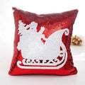 Axyaa Mermaid Snowflake Deer Sequin Red Christmas Pillow Cover