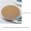 Axya Green Plant Ceramic Coaster Set with Non-Slip Wooden Mat