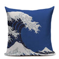 Axyaa Japanese Print Linen Cushion Covers - Fuji Kimono Girl Sea Theme