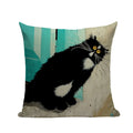 Square Cat Pillow Covers by Axyaa: Cute Cartoon Print Sofa Throw Pillow Cover