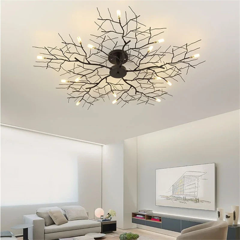 Axyaa LED Ceiling Lamp: Nordic Branch Iron Chandeliers for Bedroom and Living Room