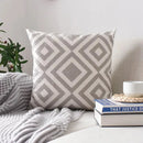 Embroidered Geometric Cushion Cover Grey Black Blue Axyaa Pillowcase Square 45x45cm