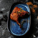 Axya Deep Blue Ceramic Fish Plate - 12 inch Oval Dish