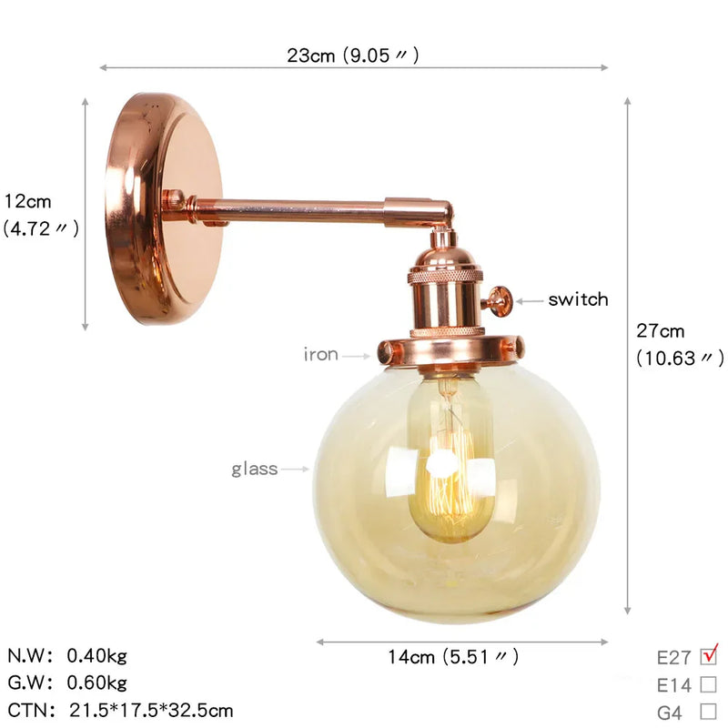 Axyaa Nordic Rose Gold Wall Lamp LED Sconce for Bedroom Bathroom Mirror
