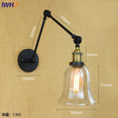 Axyaa Loft Industrial Glass Swing Arm Wall Lamp Fixtures for Bar Coffe Style