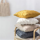 Axyaa Floral Tassel Cushion Cover in Yellow Ivory Grey Cotton, 45x45cm