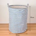 Axyaa Large Capacity Cotton Linen Toy Storage Basket Zigzag Stripe 40x50cm