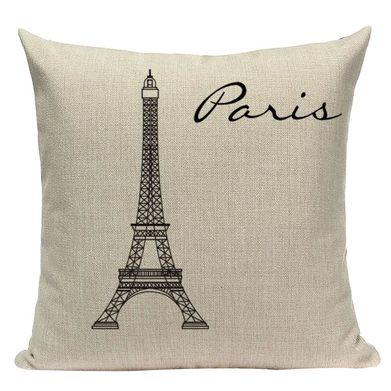 Axyaa London Bridge Paris Eiffel Tower Decorative Printed Throw Pillows